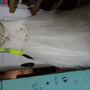 Elegant White Gown with Gold Accents